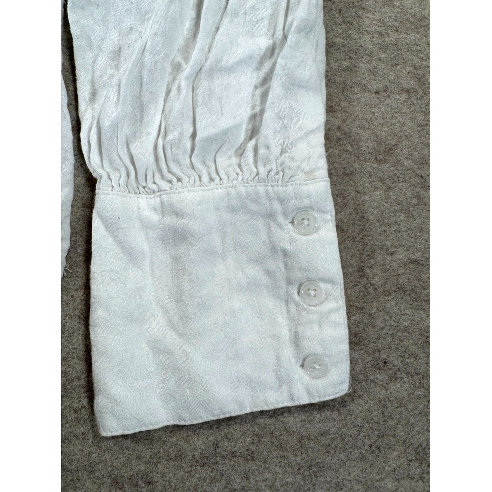 Free People White Textured Ruched Front Button Up Shirt Womens Medium OB1447794 - Picture 3 of 14